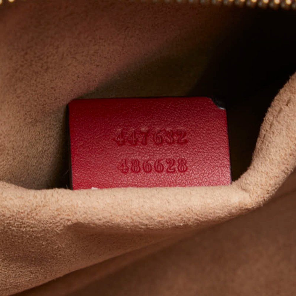 GUCCI Red Leather GG Marmont Shoulder Bag - Picture 12 of 13